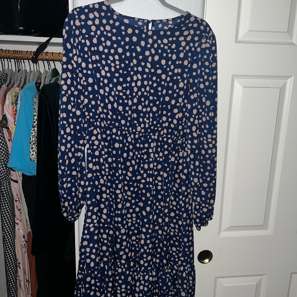 SHEIN Navy and Pink Long Sleeve Dress